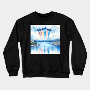 Artistic illustration of acrobatic jets flying over Crewneck Sweatshirt